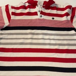 South Pole Men’s Polo Shirt with Red, White, and Black Stripes‎